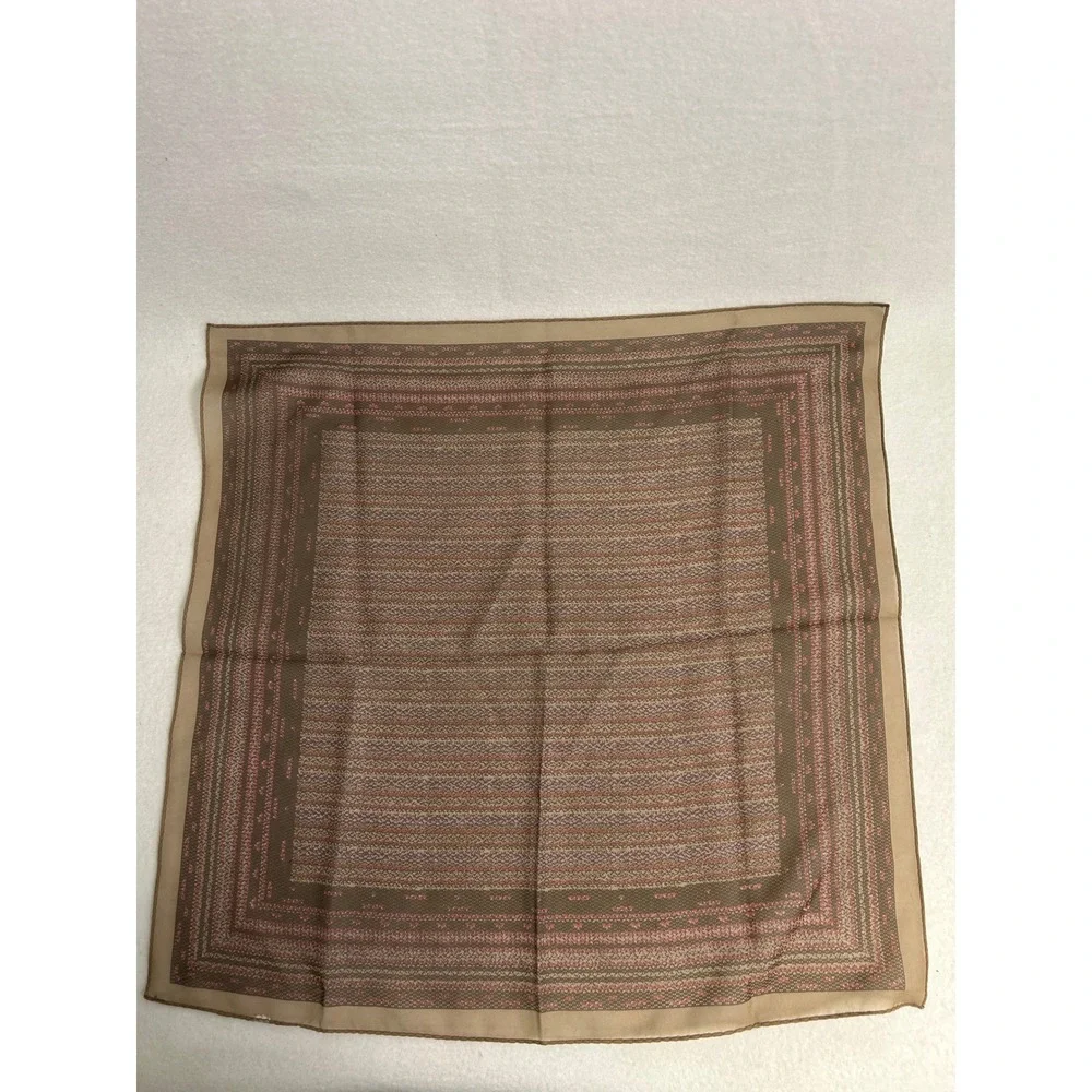 Vintage‎ Aesthetic Womens OS Brown Pink Geometric Square Neck Scarf 20in